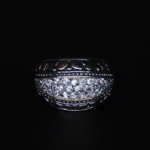 Silver and Gold Tone Ring with Clear Stones